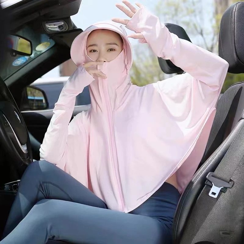 冰丝防晒衣服女 斗篷款厂家批发女春夏季新款防紫外线套连帽透气