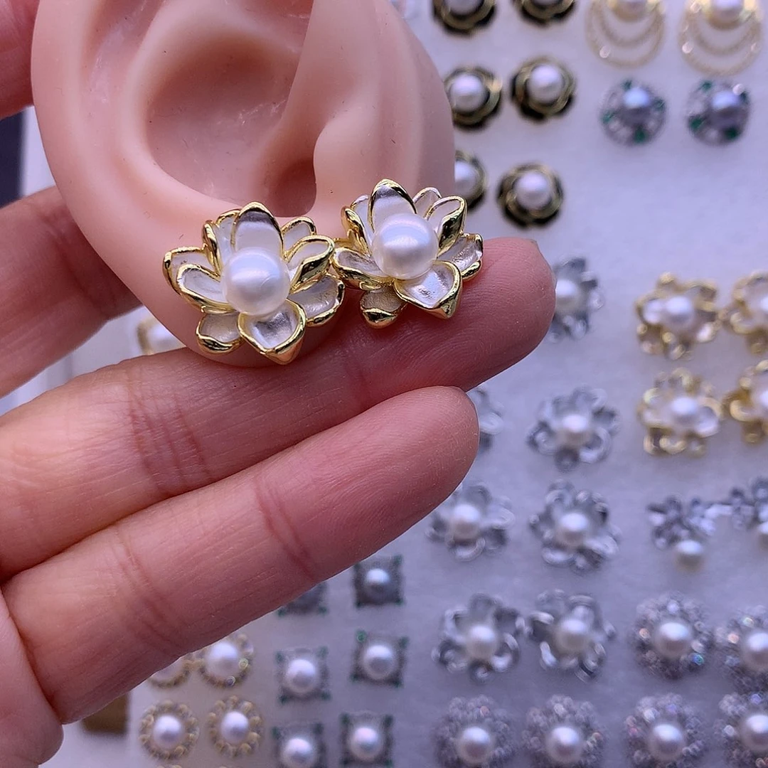 淡水珍珠耳饰合金