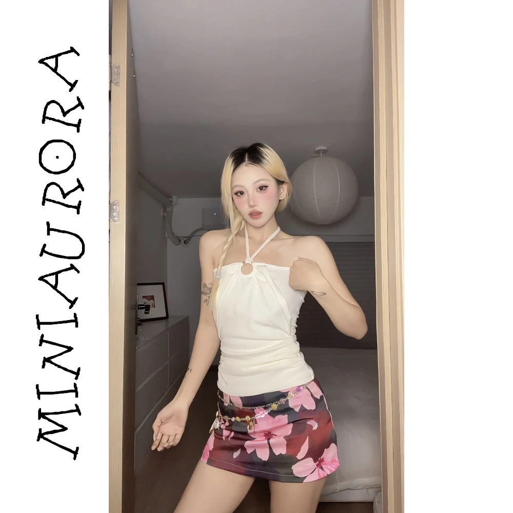吊带背心女白色显瘦修身夏季 百搭通勤设计感韩系挂脖