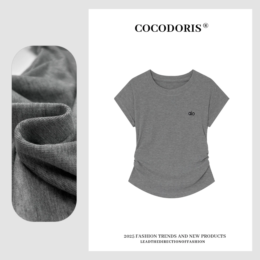 COCO DORIS  TZ春夏新款刺绣小蛮腰T恤通勤时尚百搭短袖上衣6618