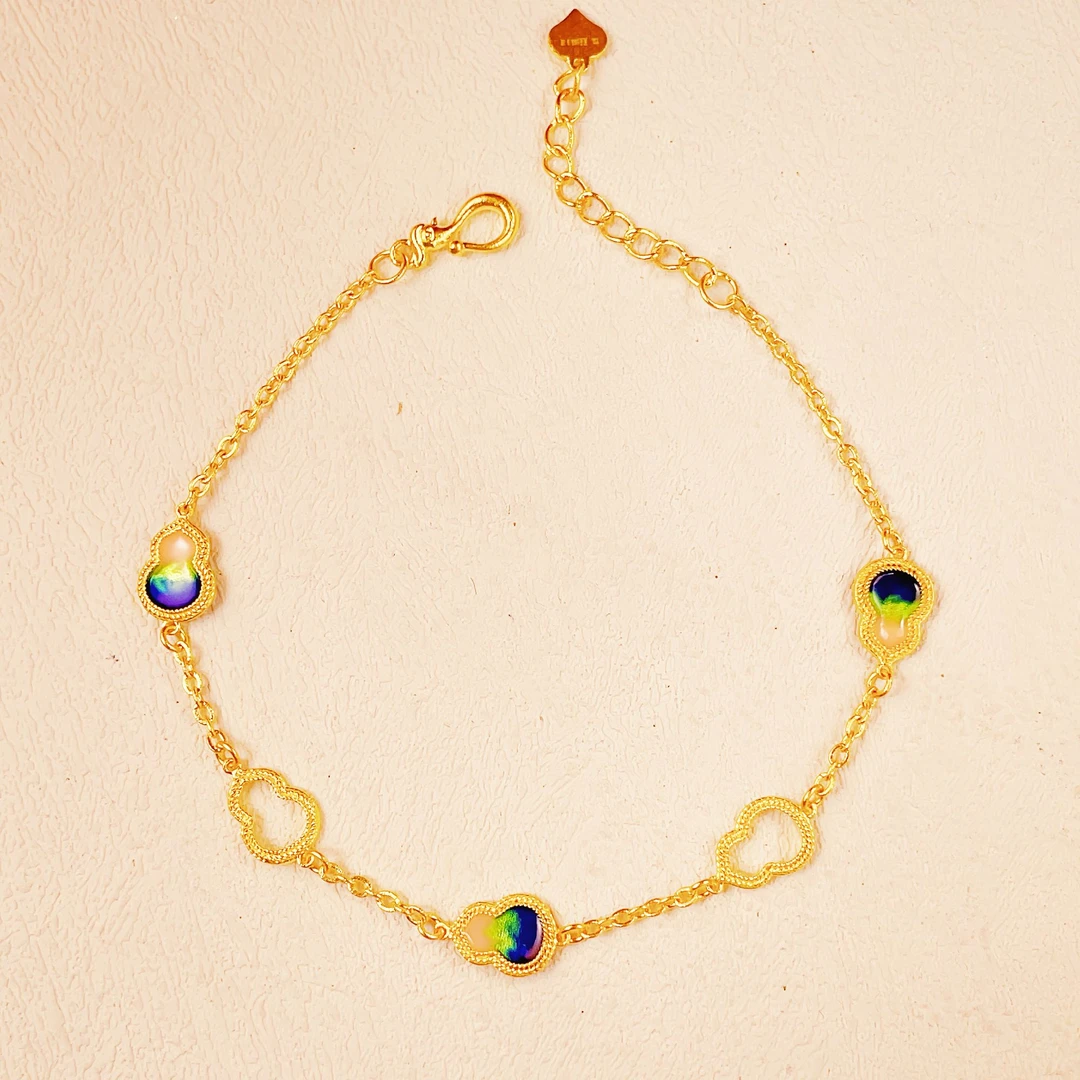 TSL/谢瑞麟计价足金珐琅葫芦手链黄金古法鎏彩古风气质手链