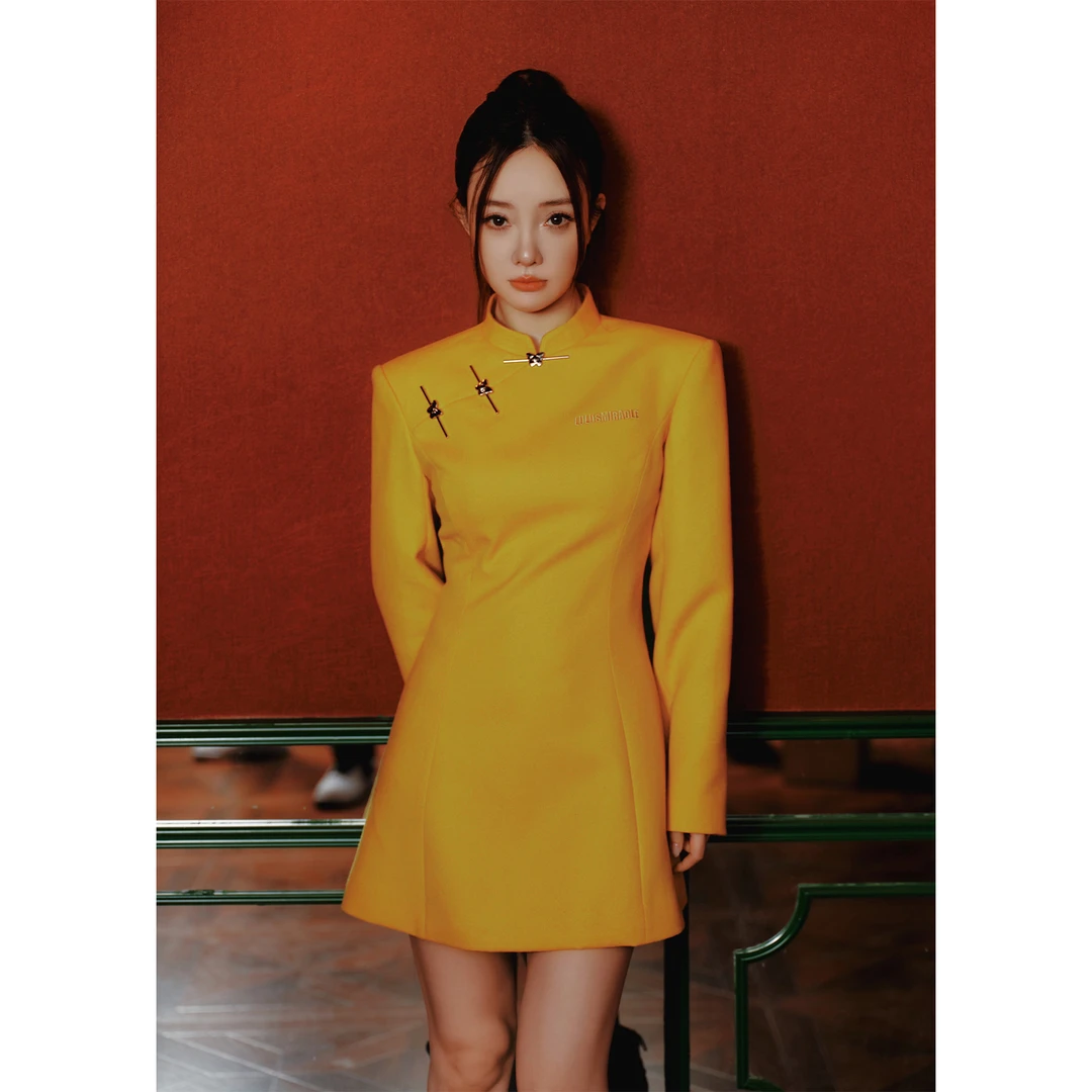 LulusMiracle【姚黄玉桂】秋冬旗袍设计收腰显瘦修身羊毛中式连衣裙
