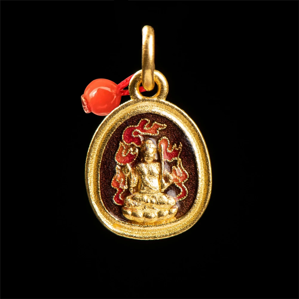 (加加)足金烧蓝八大守护小吊坠+南红 8.3*9.2*0.8mm 约0.83g(小)