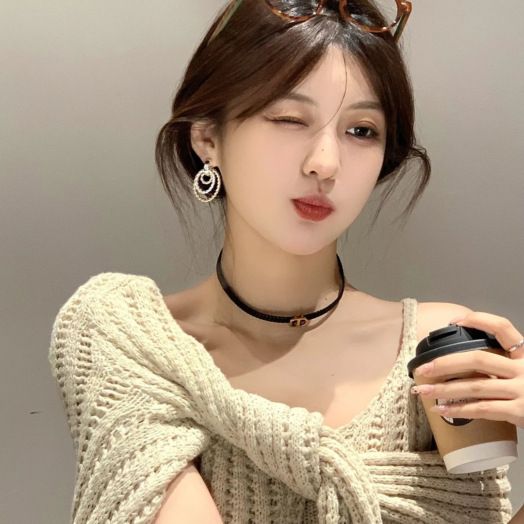 FULL GIRLISH耳环00282几何圈圈撞色简约气质耳钉耳饰