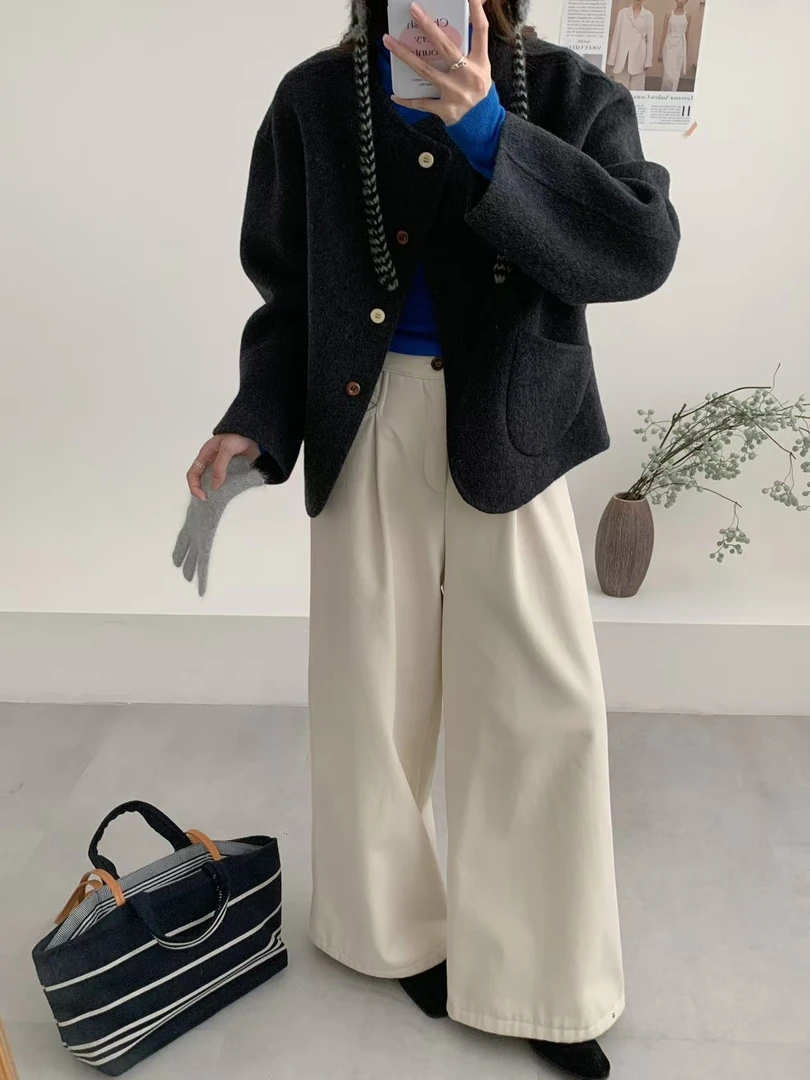 宽松短外套圆领显瘦常规款甜美清新