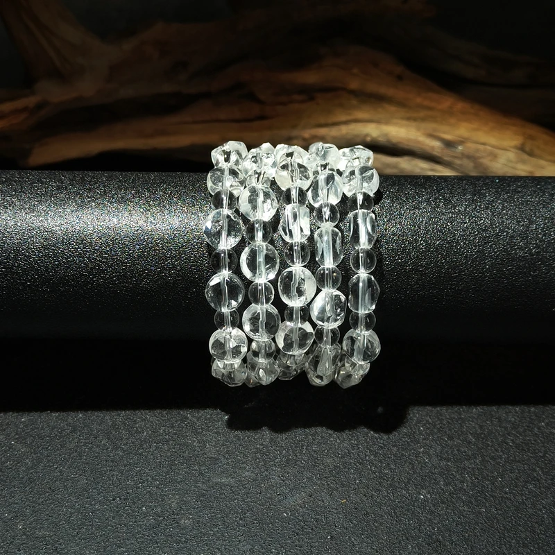 【黑胖珠宝】H0504 白水晶切面手链  ——多样性发其一