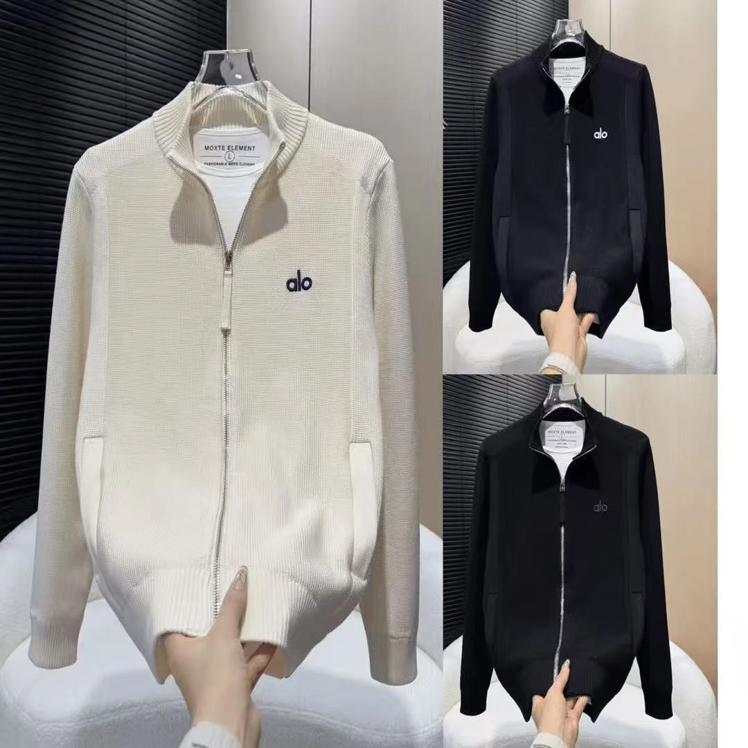 早秋新款简单字母修身男士时尚休闲百搭针织开衫网红