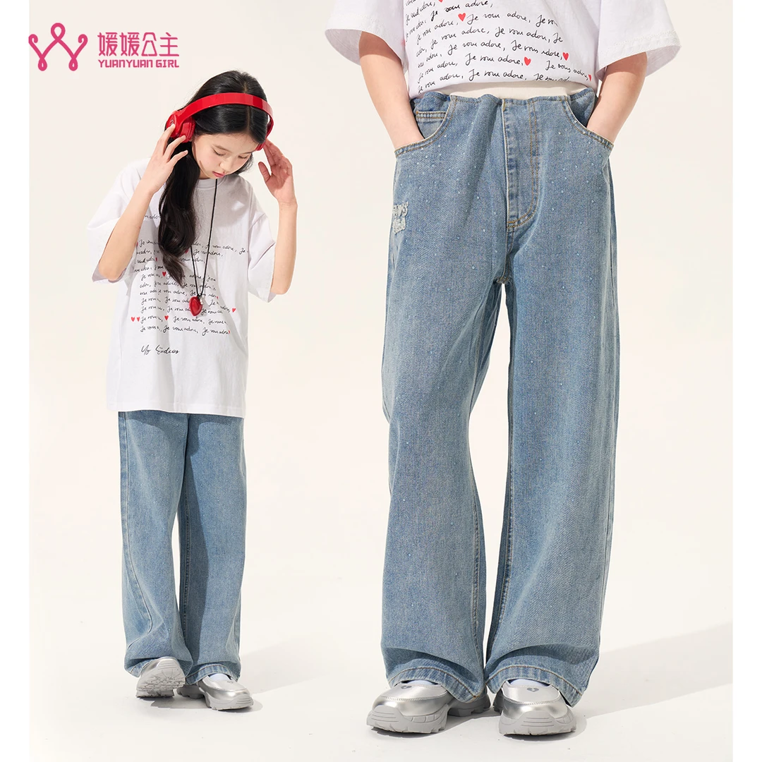 媛媛公主媛2025夏季女童时尚百搭牛仔裤15120C238