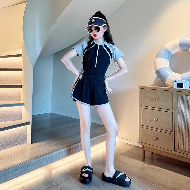 儿童泳衣速干女孩专业2025夏季新款女童游泳衣洋气中大童分体泳装