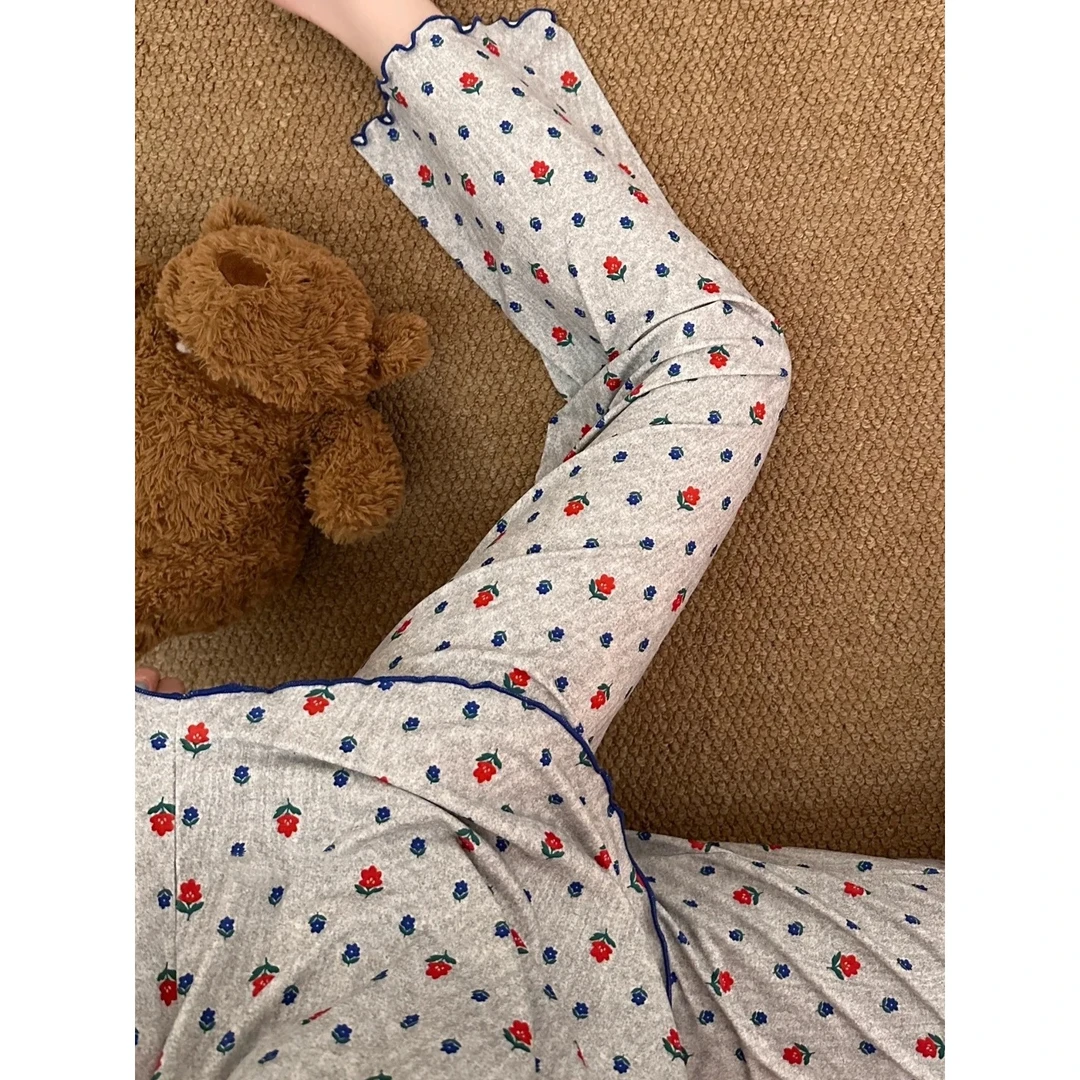 【甜美碎花】韩版少女短袖睡衣女夏季2025新款长裤套装可外穿家居服