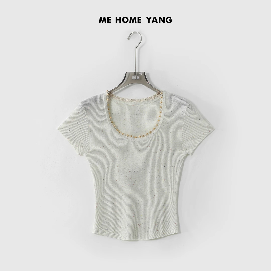 ME【跳跳糖】亚麻莱赛尔混纺点子纱显瘦舒适时尚百搭针织衫MESS1293