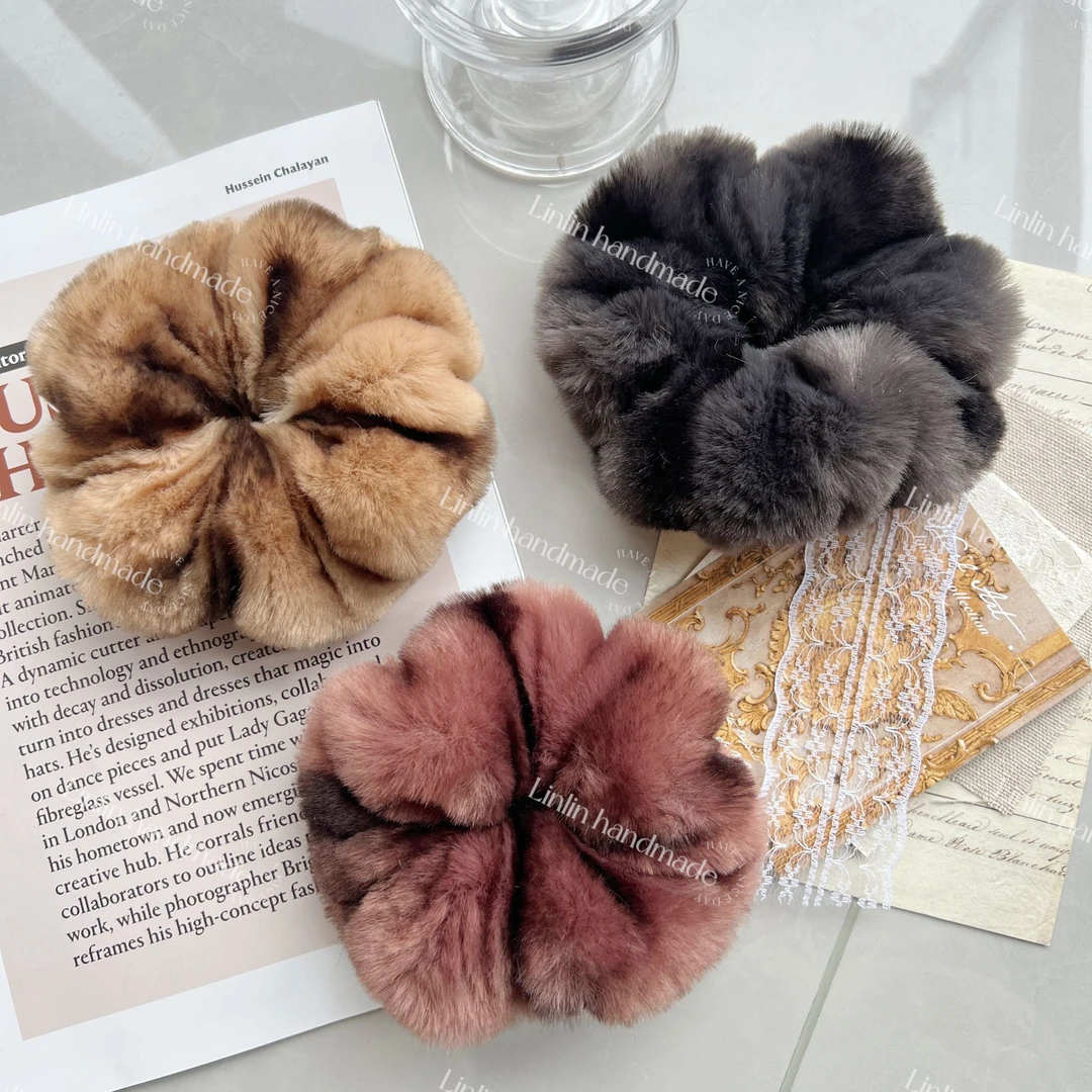【可爱兔兔】秋冬日韩仿兔毛发圈新款慵懒风肠圈毛茸茸时尚可爱发饰