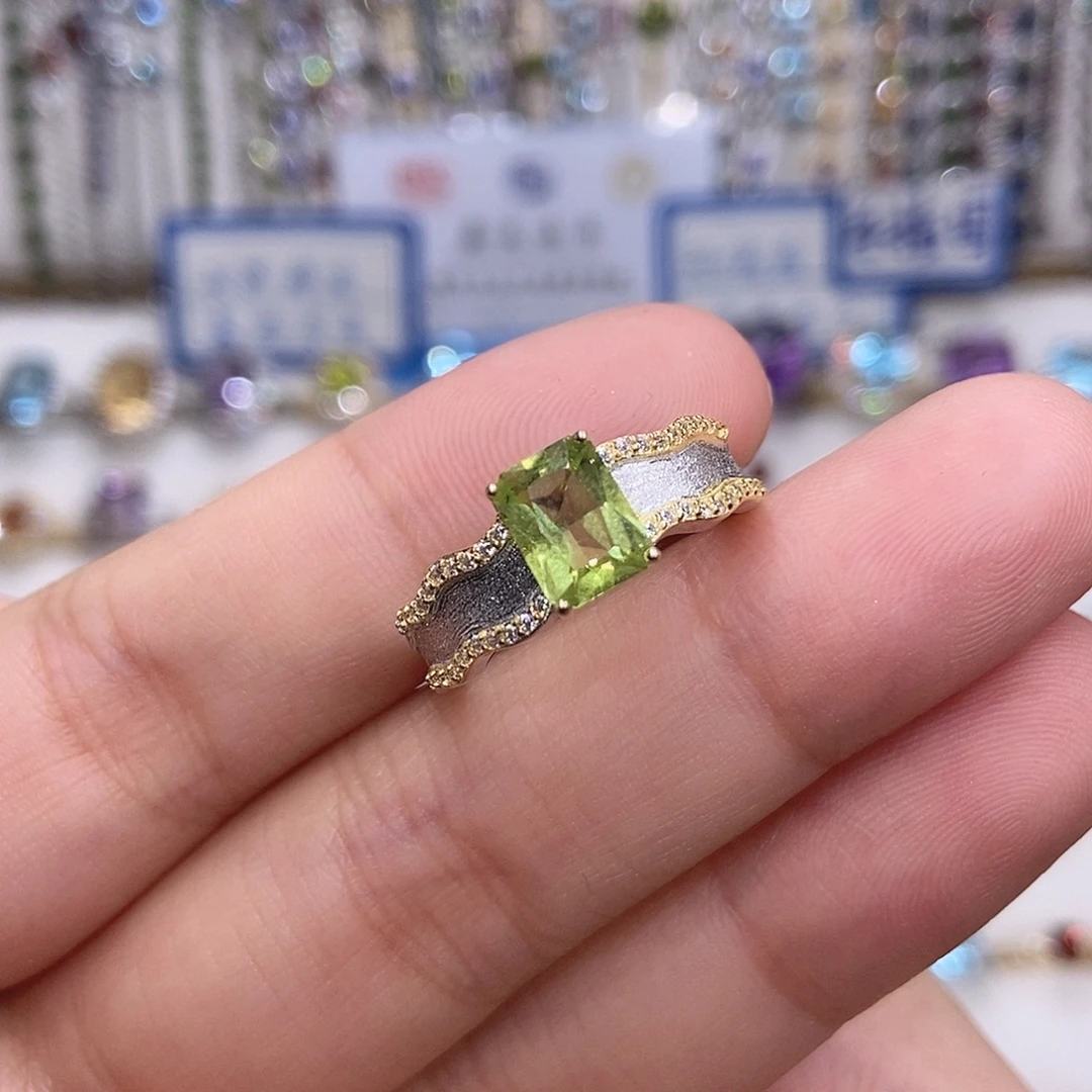 戒指银S925镶嵌橄榄石