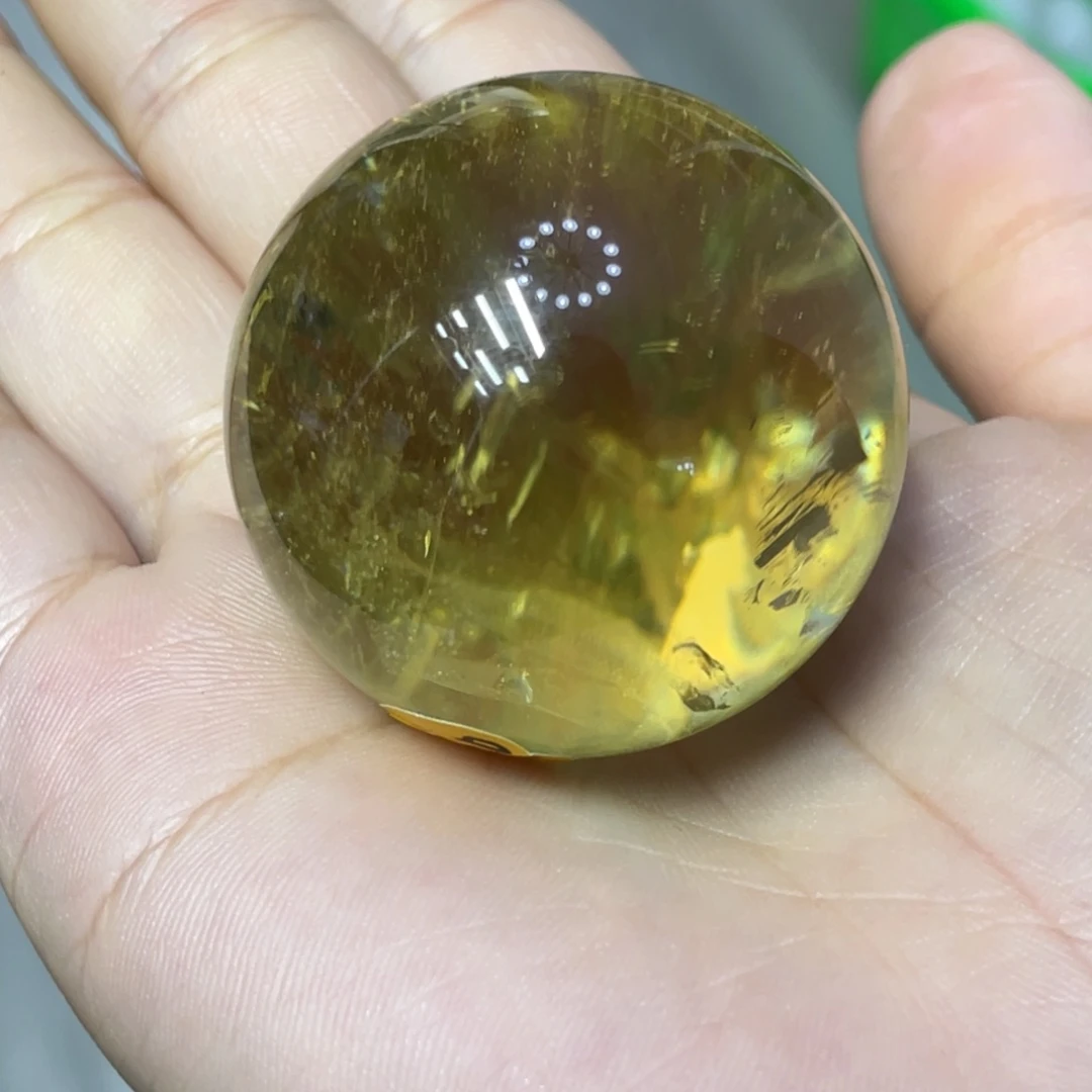 未镶嵌珠宝半成品水晶MM黄水晶球C3084