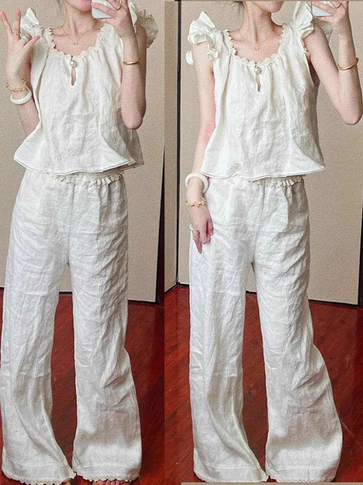 【DMXJ大梦想家】宫廷风蕾丝花边睡衣女款夏季新款高级感家居服套装