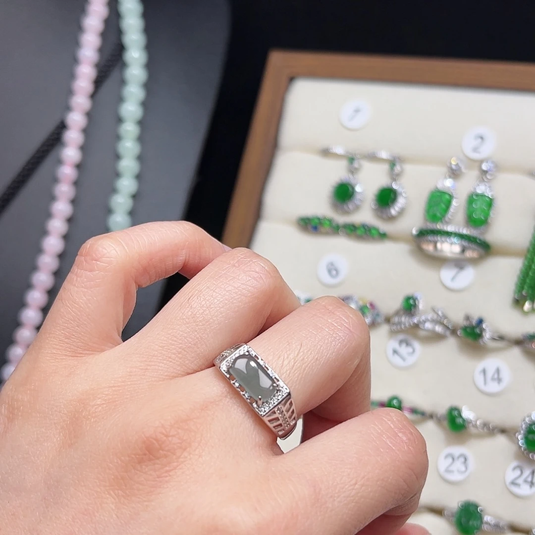 翡翠银S925镶嵌戒指9