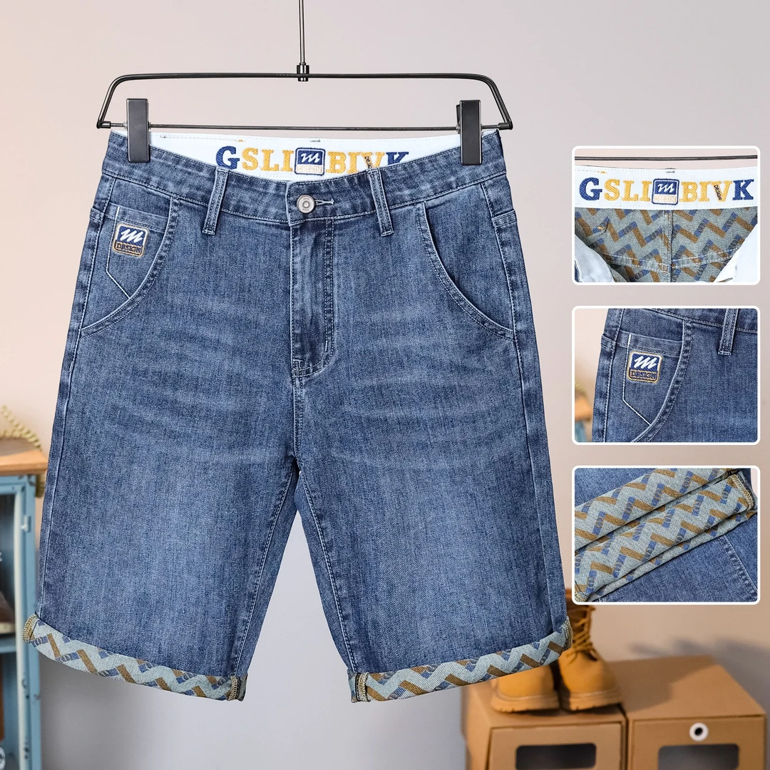 2025夏季新款宽松直通百搭男裤百搭潮流牛仔短裤薄款五分男士短裤