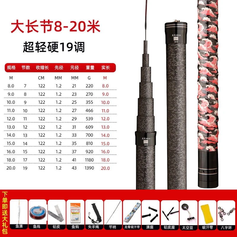 【惊】打窝杆碳素钓鱼竿湖库长节炮杆手杆大炮传统手杆8-16米大长节