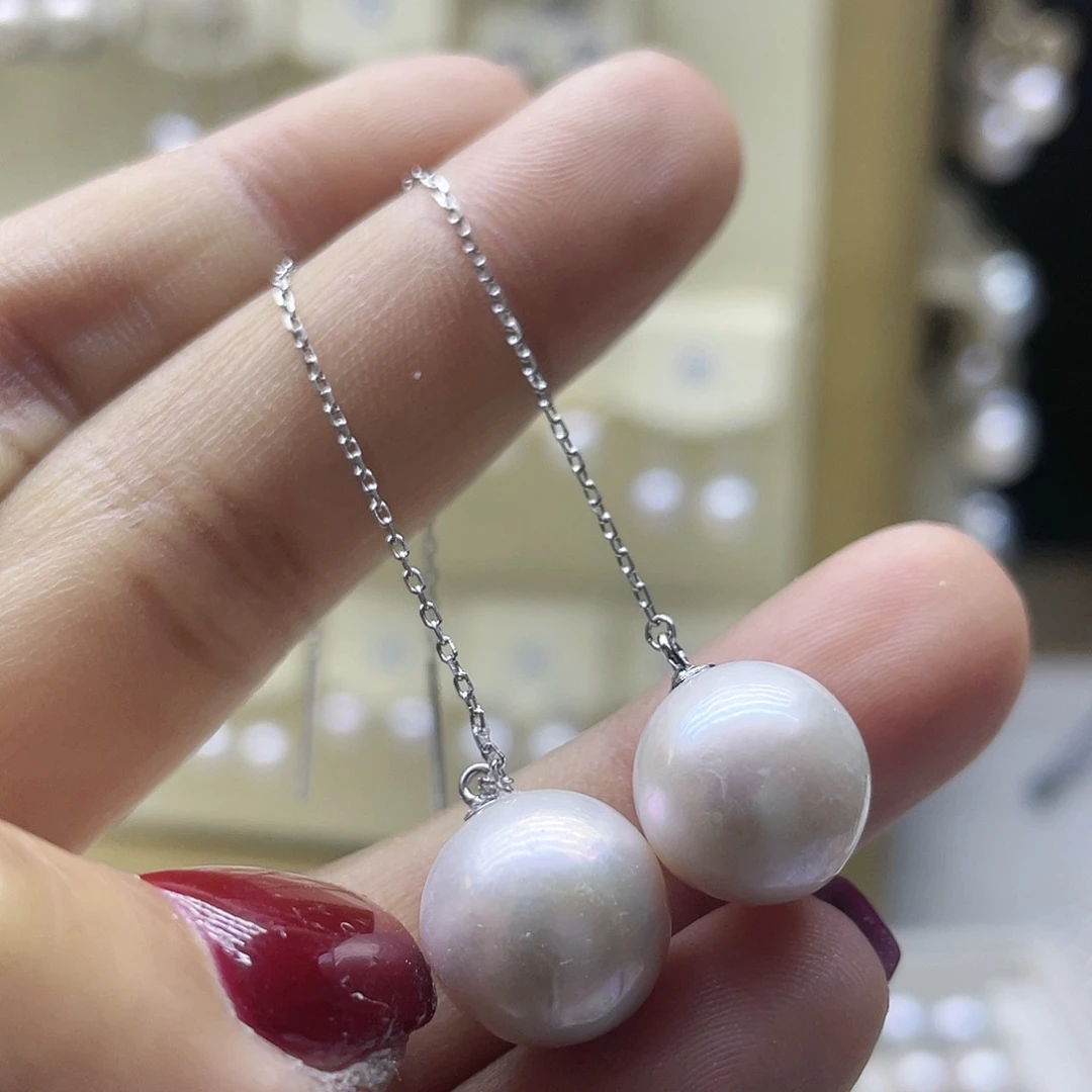 淡水珍珠耳饰银S925镶嵌