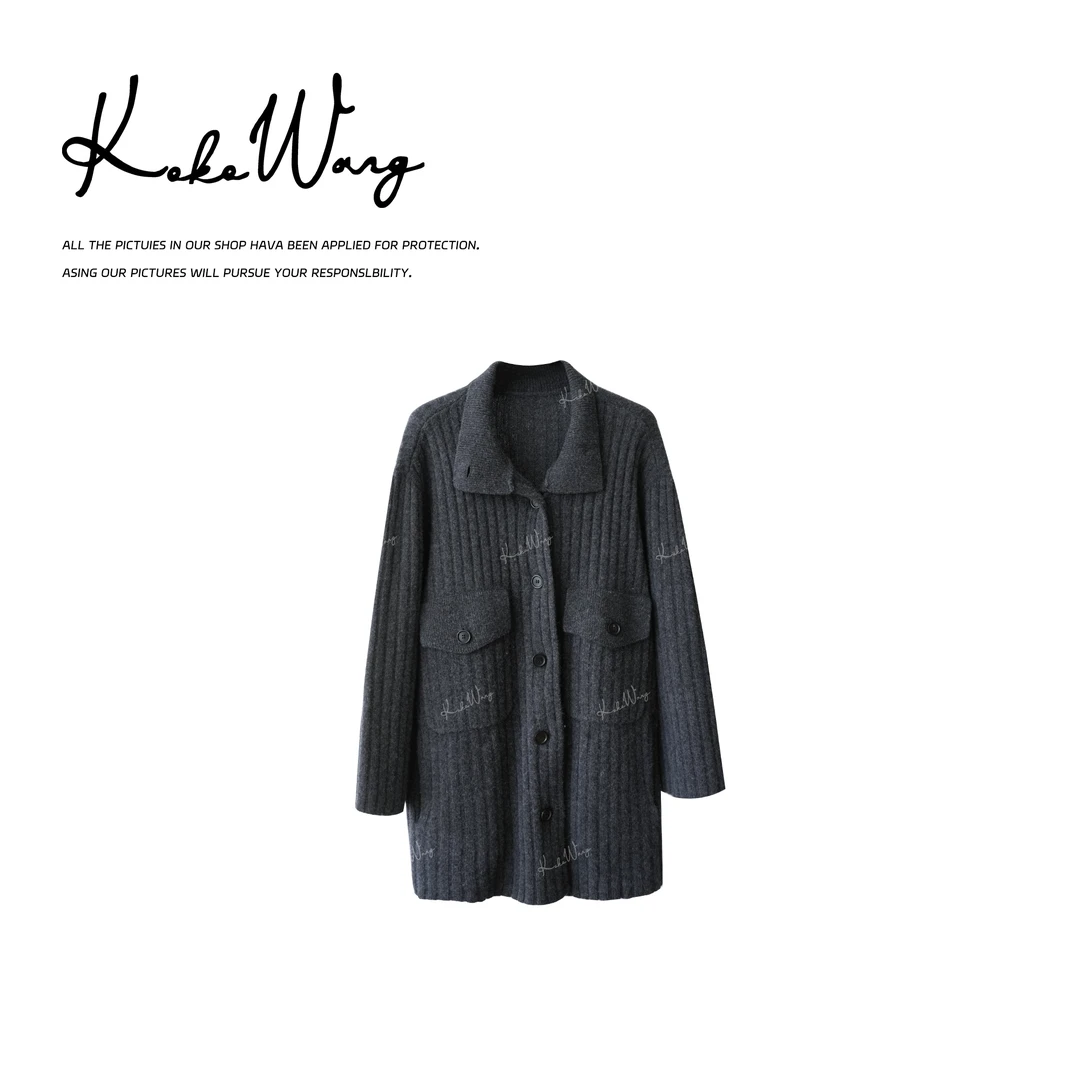 KOKOWANG【柔境】慵懒风100巴素兰羊毛显瘦针织开衫外套N1535I01W41