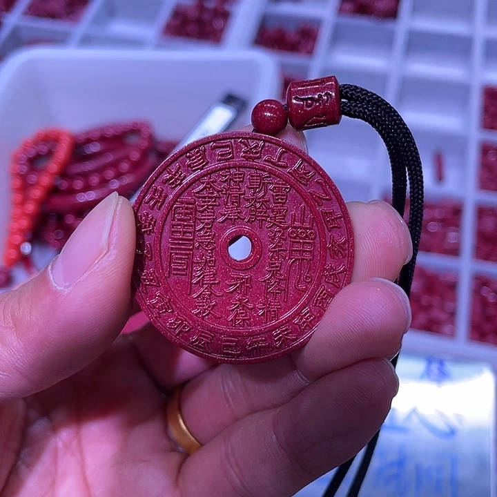 天然辰砂紫金砂山花吊坠
