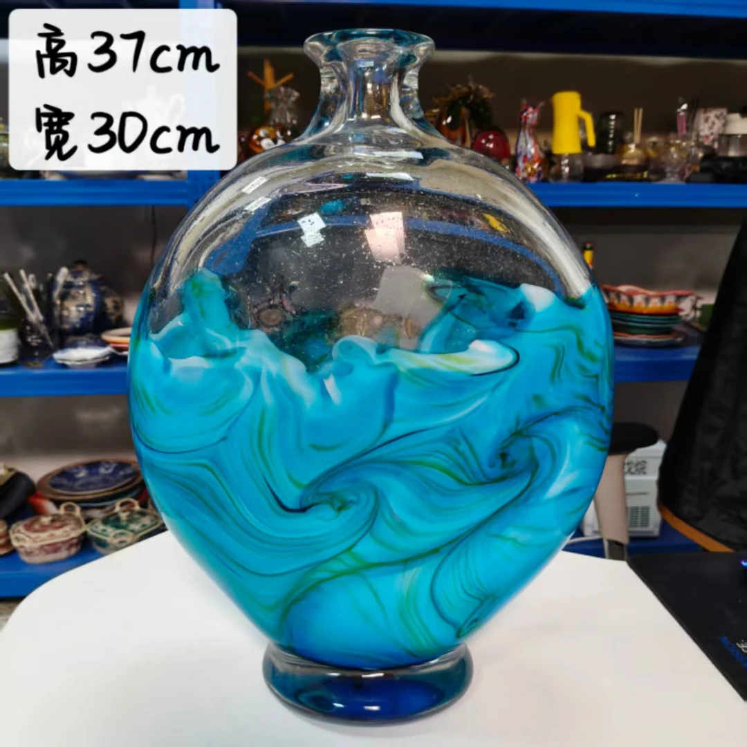 琉璃花瓶 花瓶蓝色收口 37cm