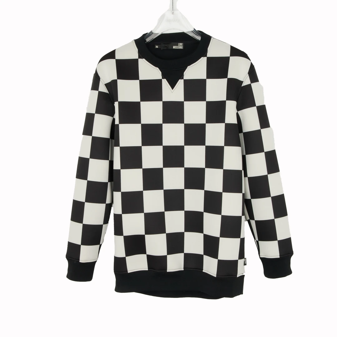 MOSCHINO莫斯奇诺  黑白格纹男士套头卫衣 M642400M35524015