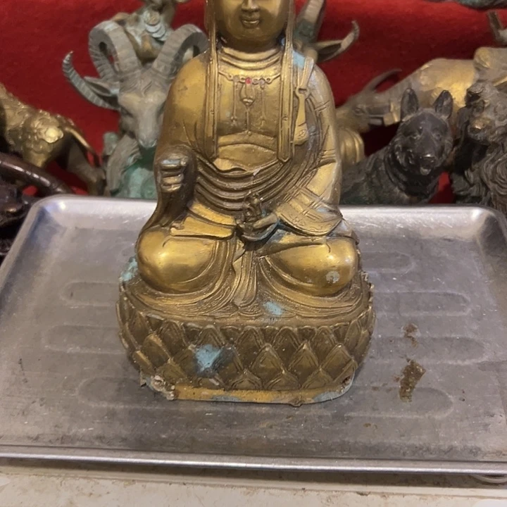 华***剑黄铜摆件，文房工艺品摆件