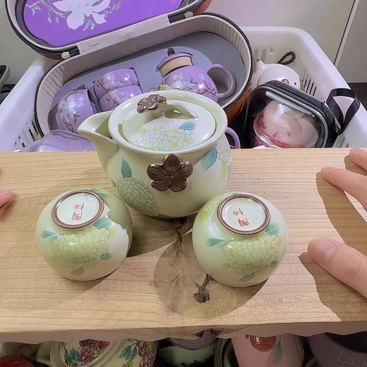 颜瓷茶器直播链接绣球宝瓶一壶两杯