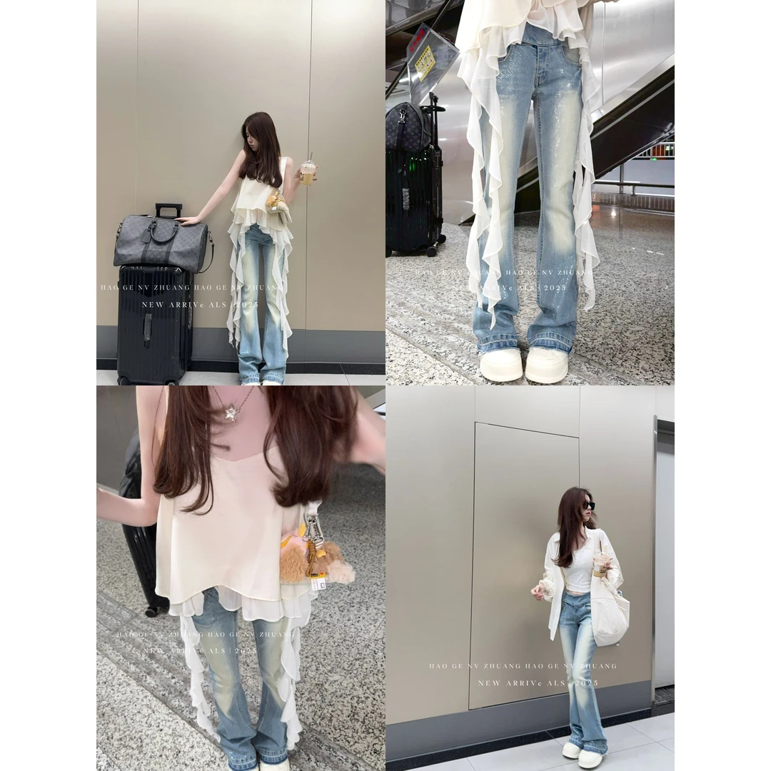 冰冰铭顺●蛇缠万贯C5NZK1203A重工定制款牛仔裤预显瘦设计感夏季