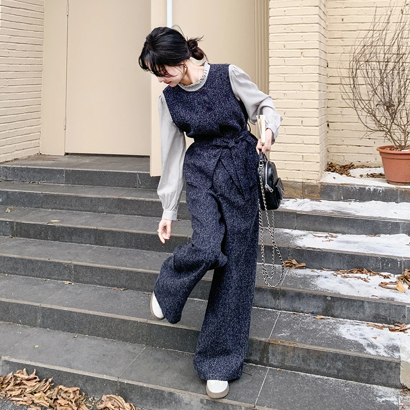 小香风马甲套装女2025春季新款轻奢高级感盐系阔腿长裤三件套爆款