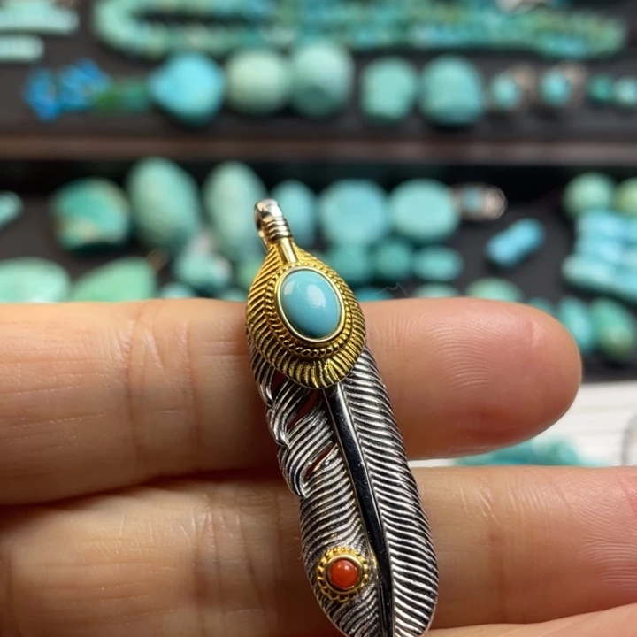 绿松石银S925镶嵌颈饰