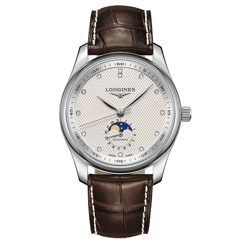 99新 Longines/浪琴 名匠909/四针月相40mm/机械男表皮带款