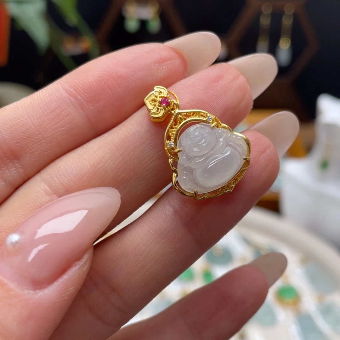 翡翠银S925镶嵌吊坠(不含链)