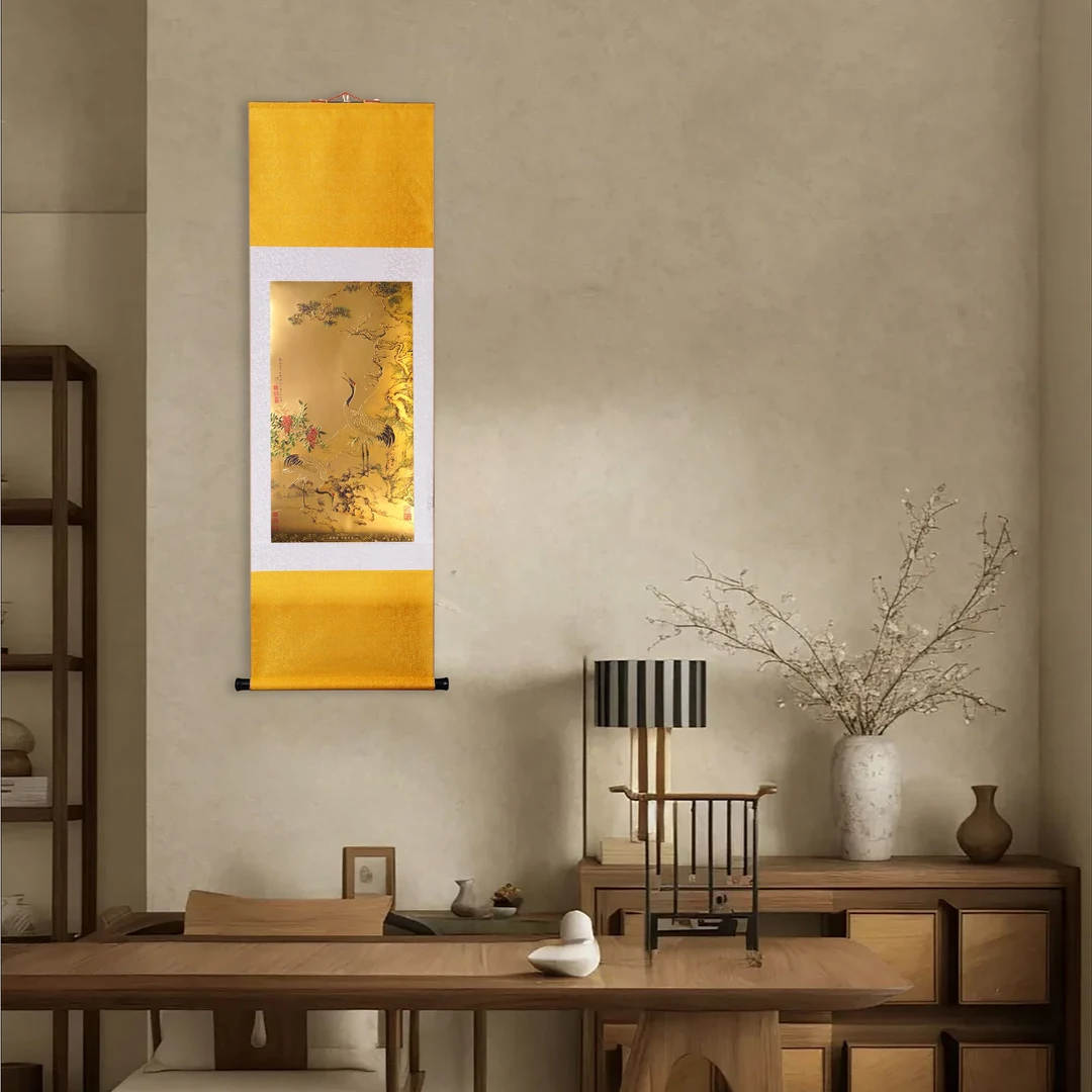 《松梅双鹤图》炫彩金丝画非遗工艺