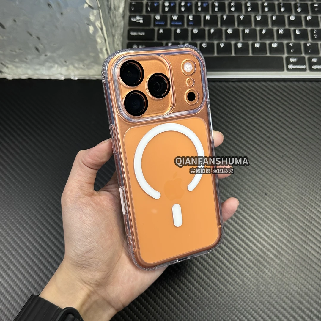 适用于苹果17promax相机拍照键包裹简约透明磁吸iphone16手机壳