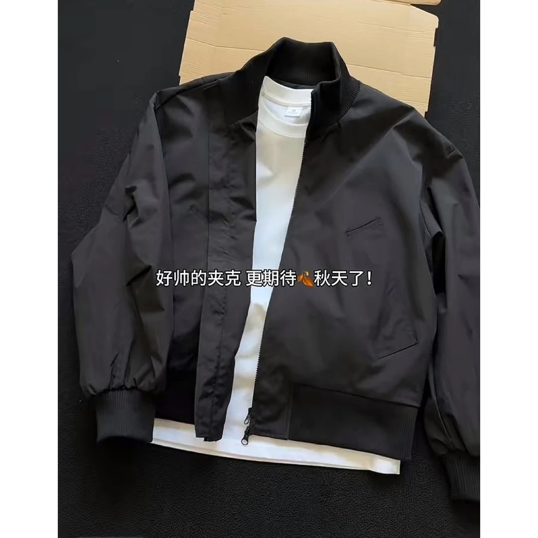 美式bomber飞行员夹克外套男款春秋季cleanfit廓形短款高街棒球服