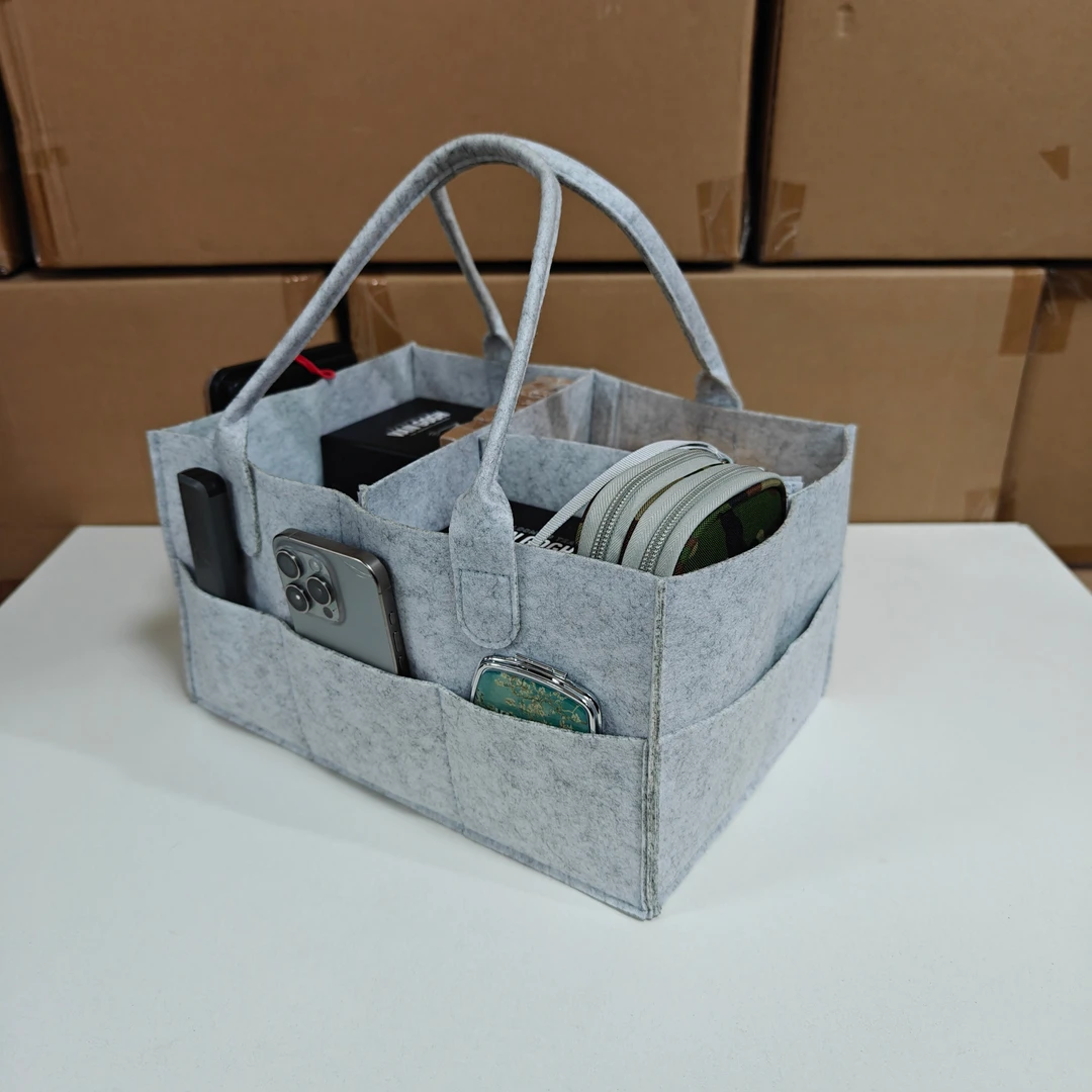 收纳筐置物客厅可折叠收纳盒整理箱毛毡料灰色储物