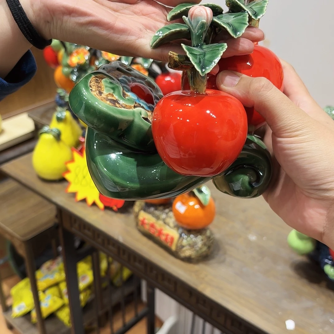 陶瓷如意苹果摆件