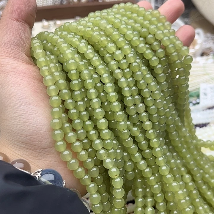 玛瑙/玉髓未镶嵌珠宝半成品2条6mm左右晴水绿