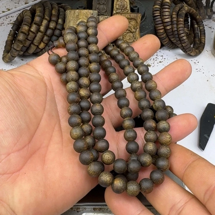 ༄***毛沉香手串绿奇楠沉香0.8mm35g沉浮毕业款高油脂