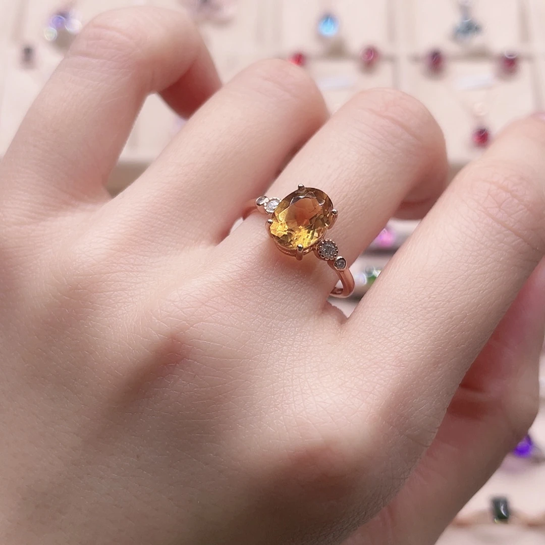 戒指水晶银S925镶嵌开口