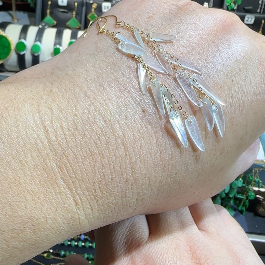 翡翠18K金镶嵌颈饰耳钩