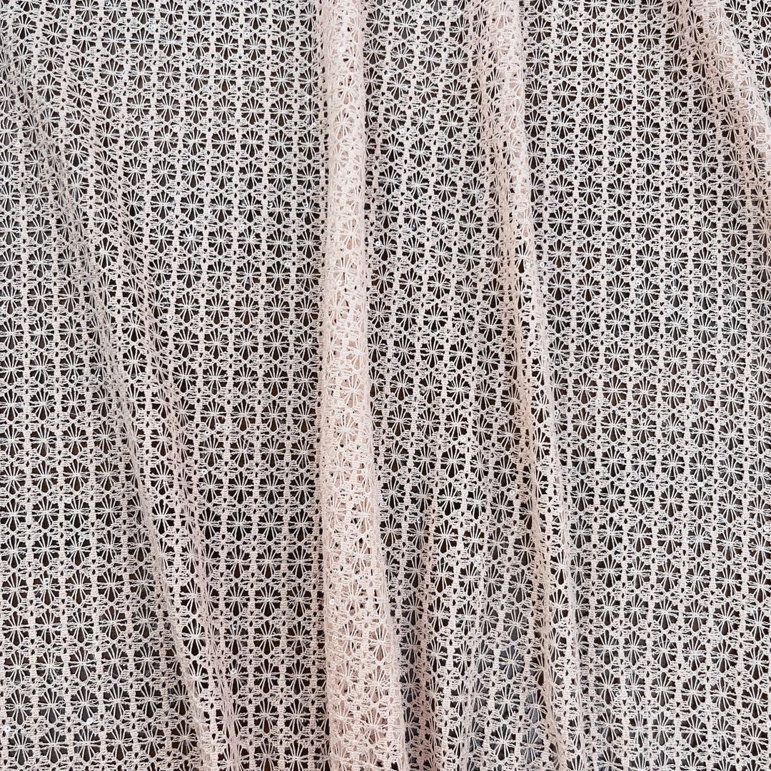 粉色镂空针织网格蕾丝面料绣片打底面料全棉双层纱蕾丝碎花布料16