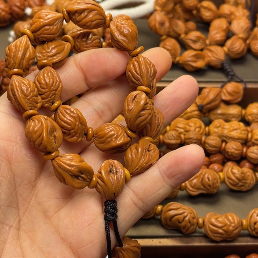 无***刚桃核手串龙纹桃核31