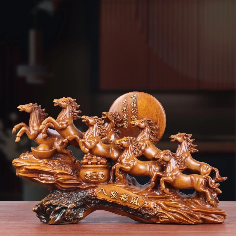 八骏雄风马摆件新中式客厅酒柜电视柜玄关装饰品公司乔迁开业礼品