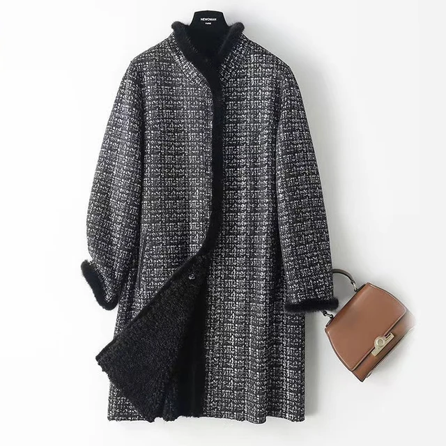 【品牌订单】海宁设计师款貂绒外套皮毛一体双面穿女士外套-805