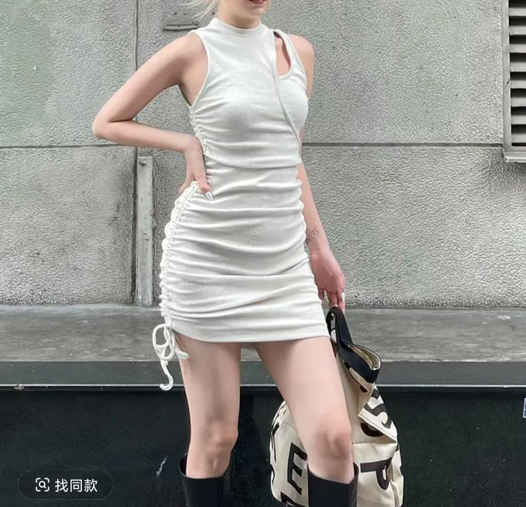 1-200纯欲辣妹显瘦修身连衣裙/以直播间实际展示为主/气质短袖