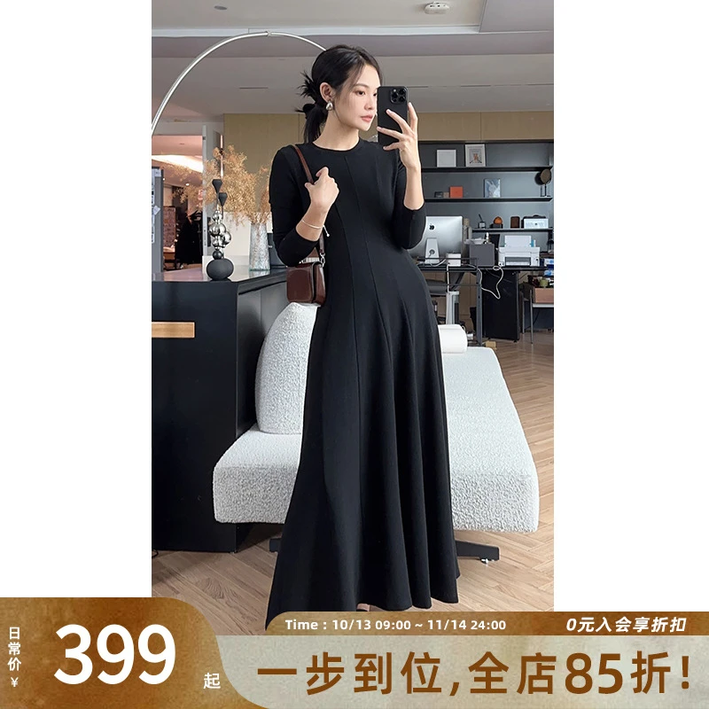 美洋MEIYANG 圆舞曲连衣裙 口碑云梯棉|气质圆领收腰针织大摆裙