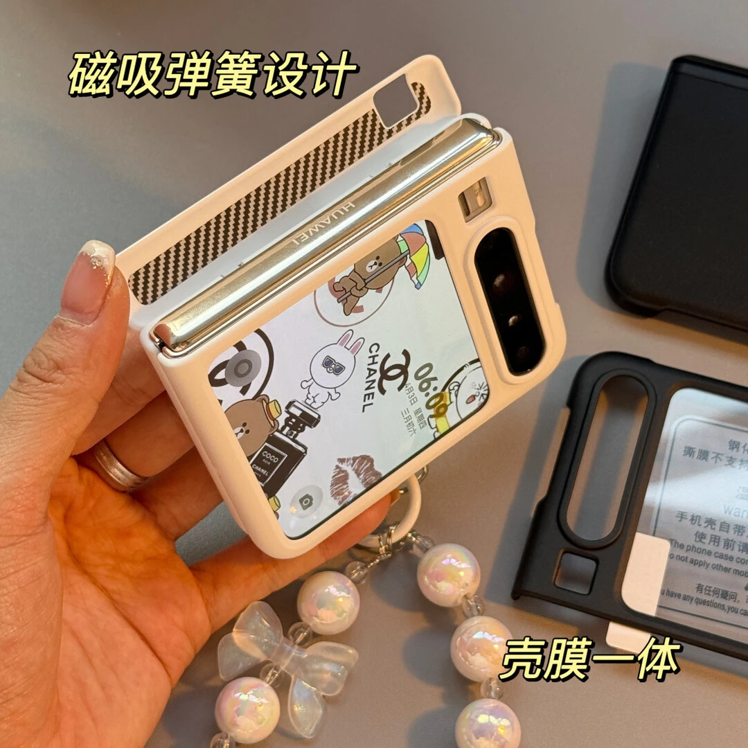 适用华为PuraX铰链全包壳膜一体手机壳磁吸中轴Purax时尚手提新款